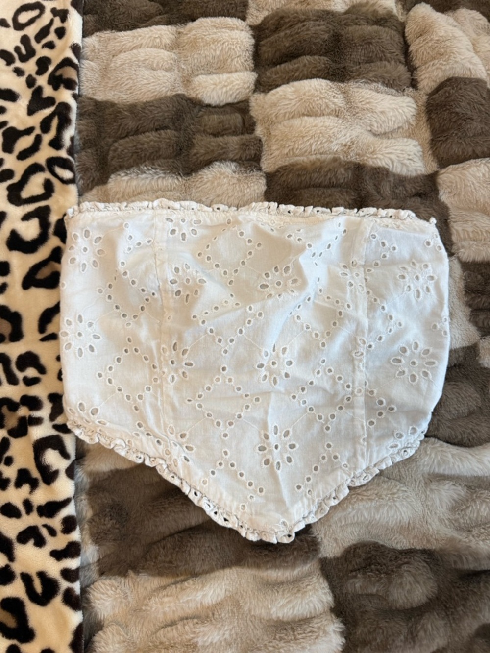 White Eyelet Lace backless tube top